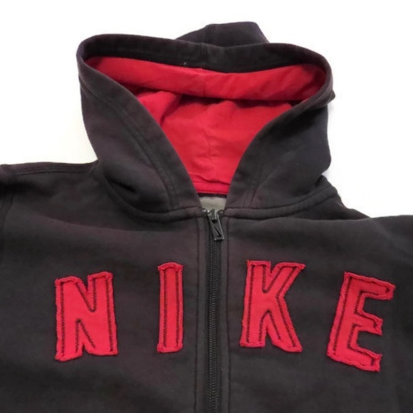 VTG Boys Nike Spell-Out Fleece Zippered Hoodie S